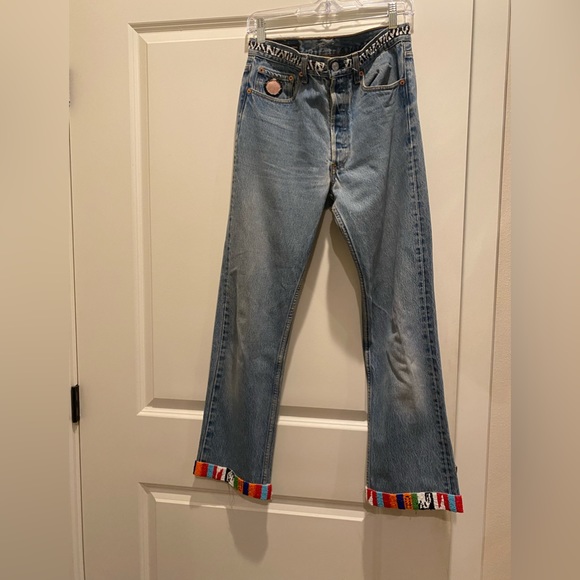 LEVI’S 501 VINTAGE with beadwork I bought at Bergdorf Goodman 1992 Size 32 by 40